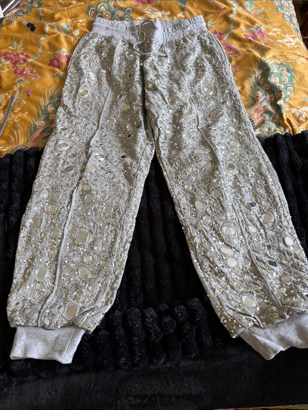 House of Harlow 1960 Silver Beaded Kids Joggers